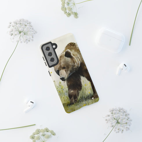 Grizzly Bear in a Field - Impact Resistant Phone Case